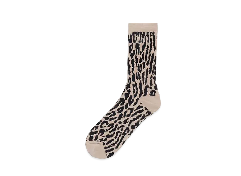 WACKO MARIA Leopard Jacquard Socks "Yellow"
