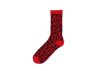 WACKO MARIA Leopard Jacquard Socks "Red"