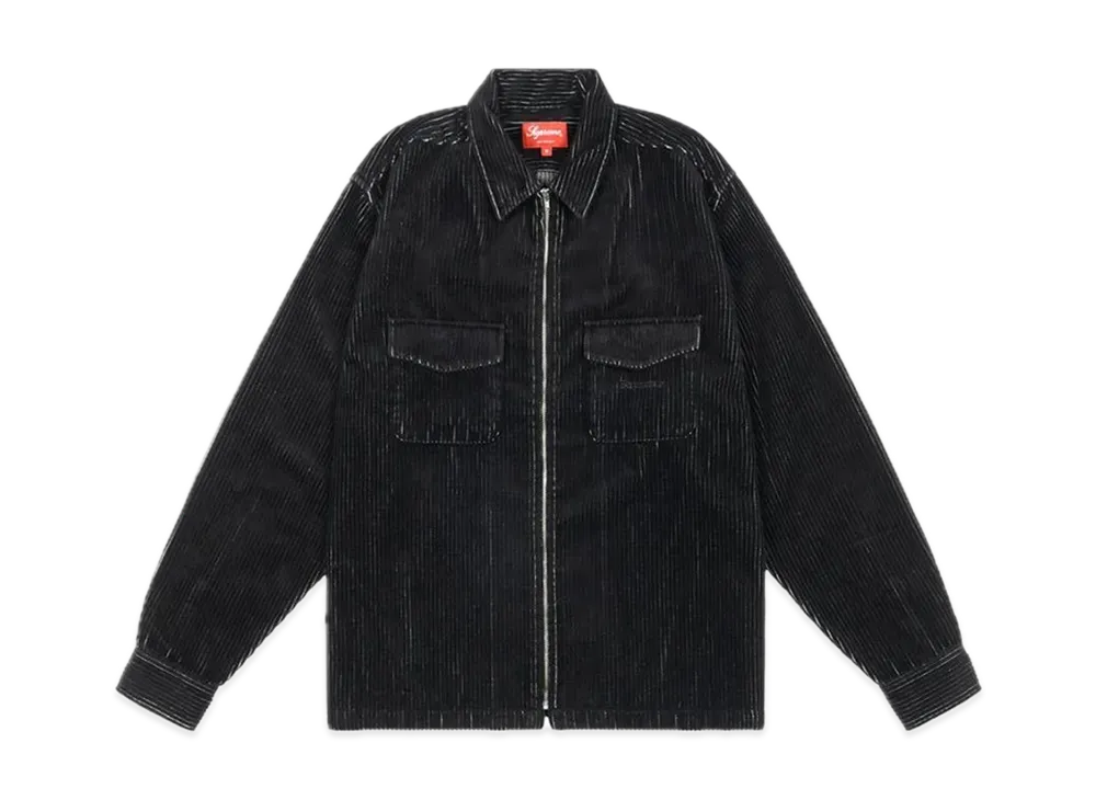 Supreme 2-Tone Corduroy Zip Up Shirt "Black"