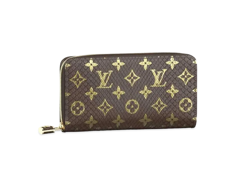 ルイヴィトン ジッピー・ウォレット パドロック モノグラム・パイソン レザー "ブラウン" N80148