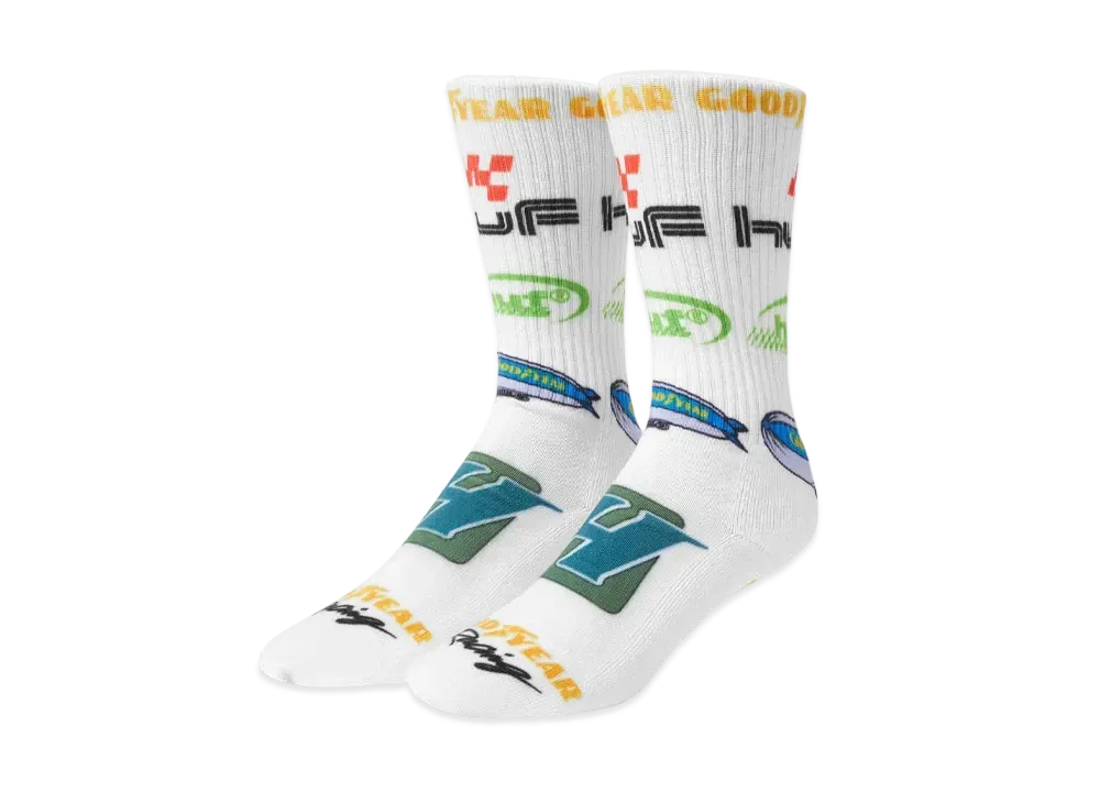 HUF x GOODYEAR Podium Crew Sock "White"