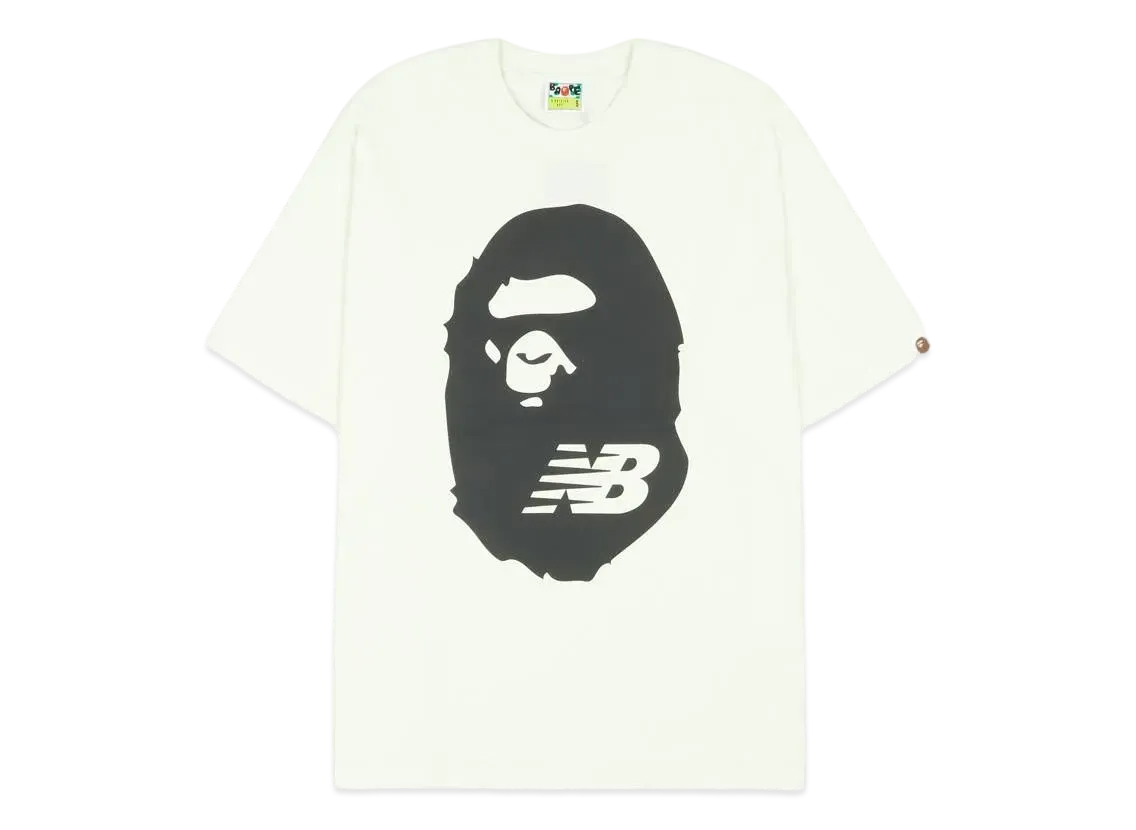 A BATHING APE NEW BALANCE APE HEAD TEE "Ivory"
