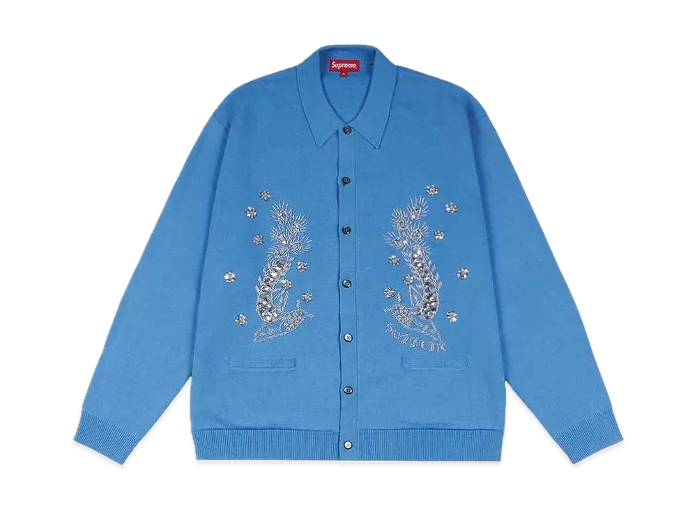 Supreme Beaded Applique Cardigan "Bright Blue"