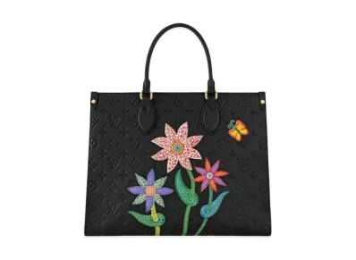 Louis Vuitton x Yayoi Kusama OnTheGo MM Monogram Empreinte Leather Flowers "Noir"