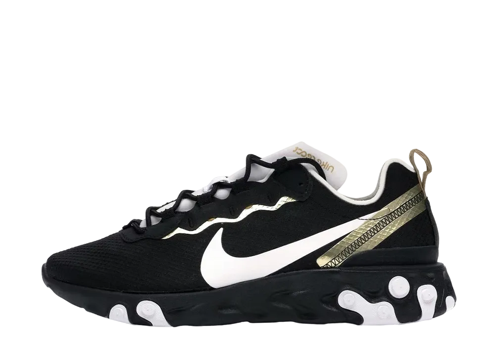 ナイキ リアクト エレメント 55 "ブラック/メタリック ゴールド/ホワイト"