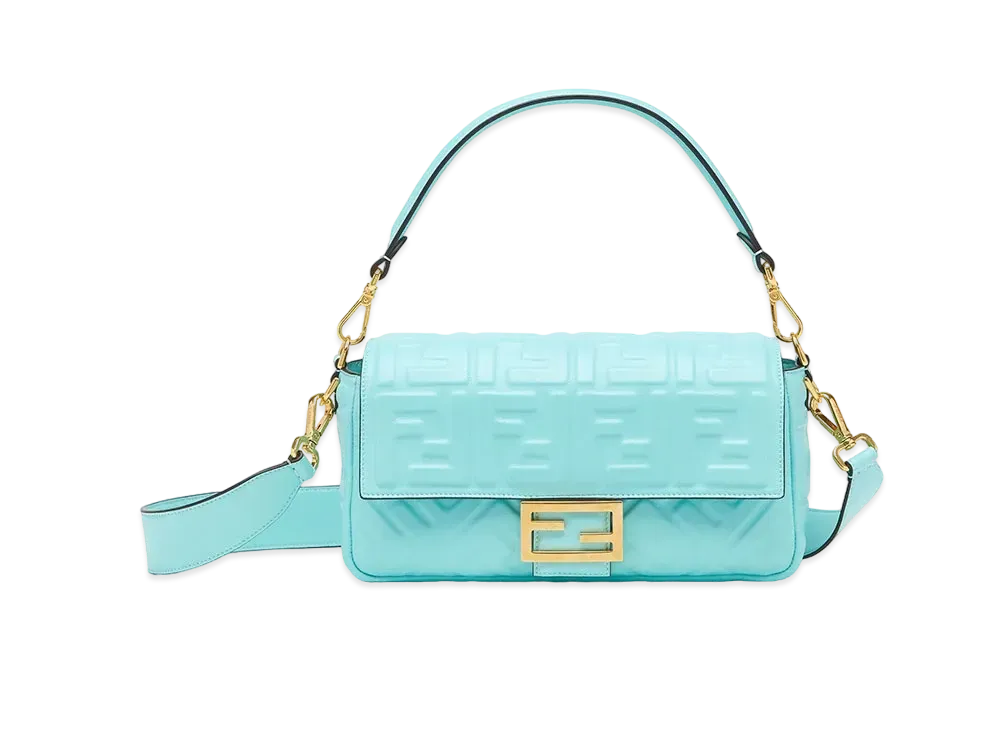 FENDI Baguette Nappa Leather Bag "Turquoise"