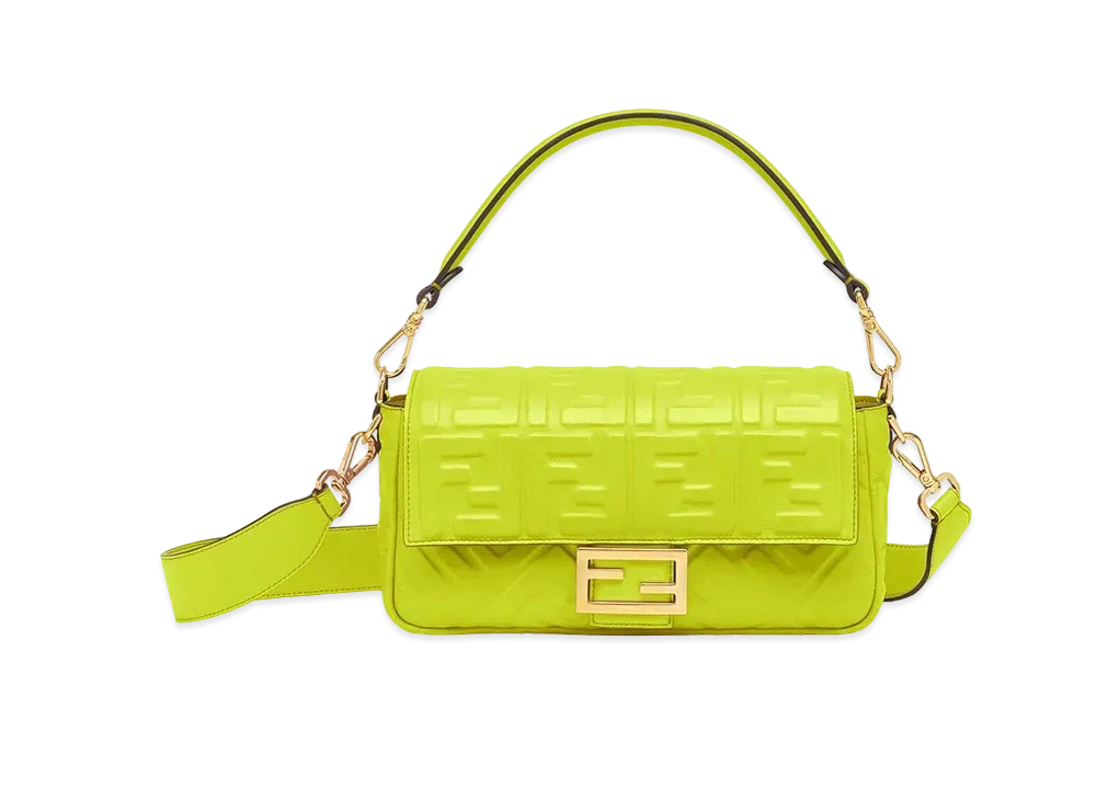 FENDI Baguette Nappa Leather Bag "Acid Green"