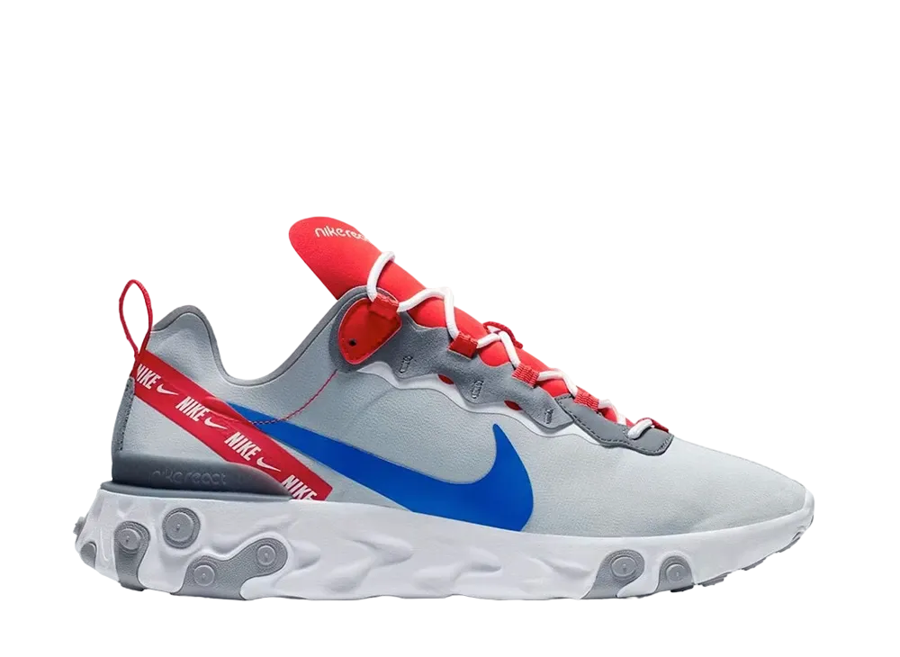 Nike React Element 55 "Wolf Grey/Game Royal/Habanero Red"