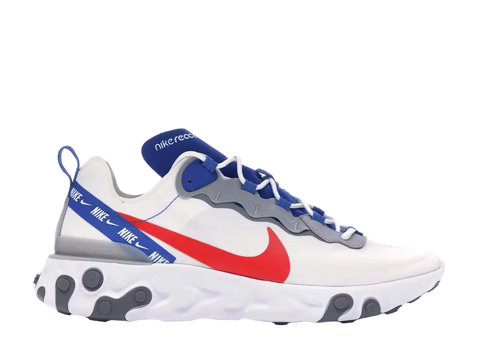Nike React Element 55 "White/Game Royal/Habanero Red"