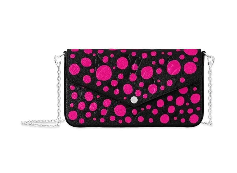 ルイヴィトン x 草間彌生 ポシェット・フェリシー モノグラム・アンプラント レザー インフィニティ ドット "ノワール/フューシャ" M81955