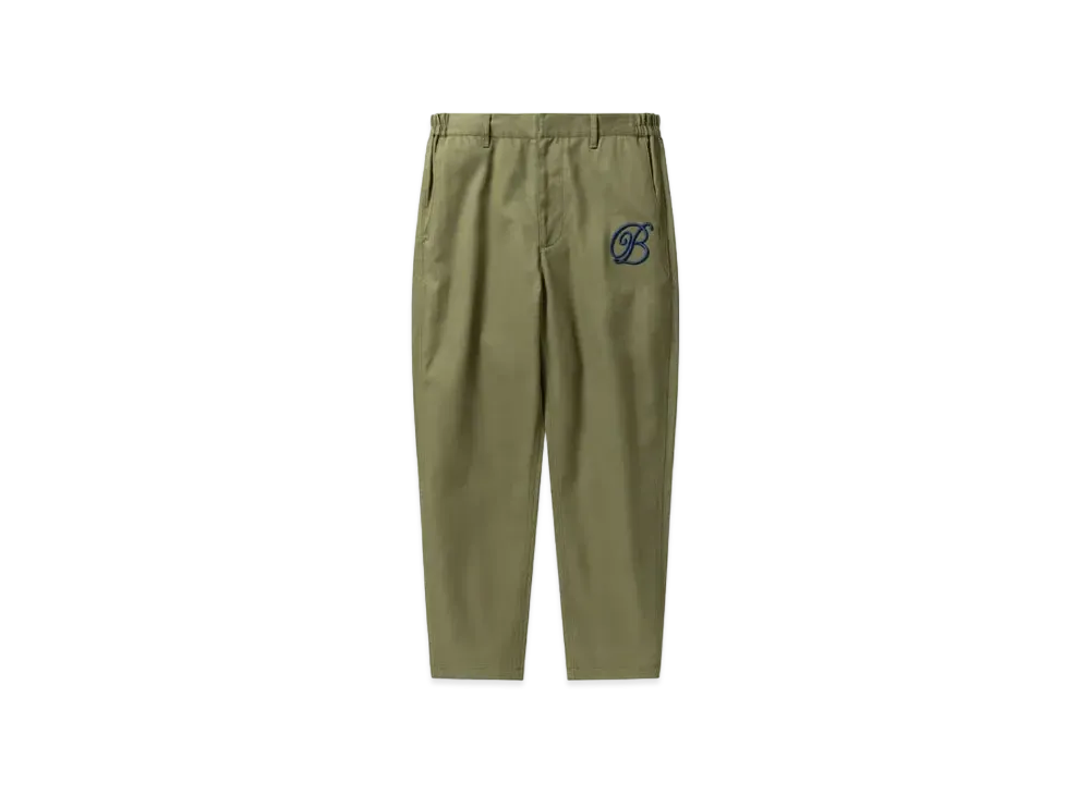 Black Eye Patch B Emblem Cotton Tailored Pants "Olive"