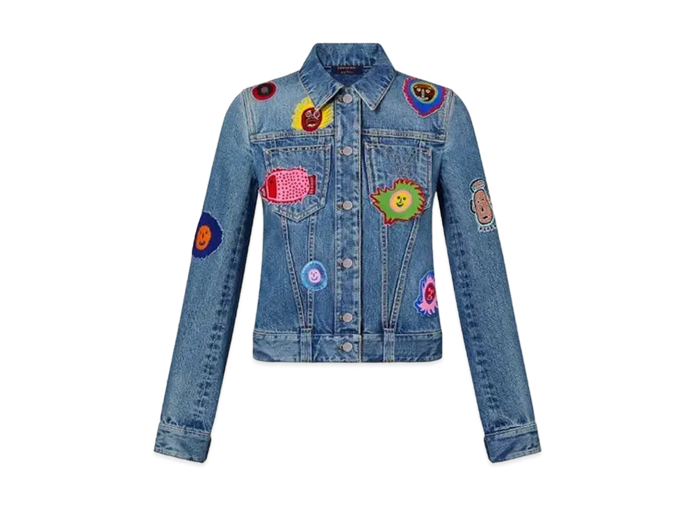 Louis Vuitton x Yayoi Kusama Faces Patches Fitted Denim Jacket My Eternal Soul "Blue"