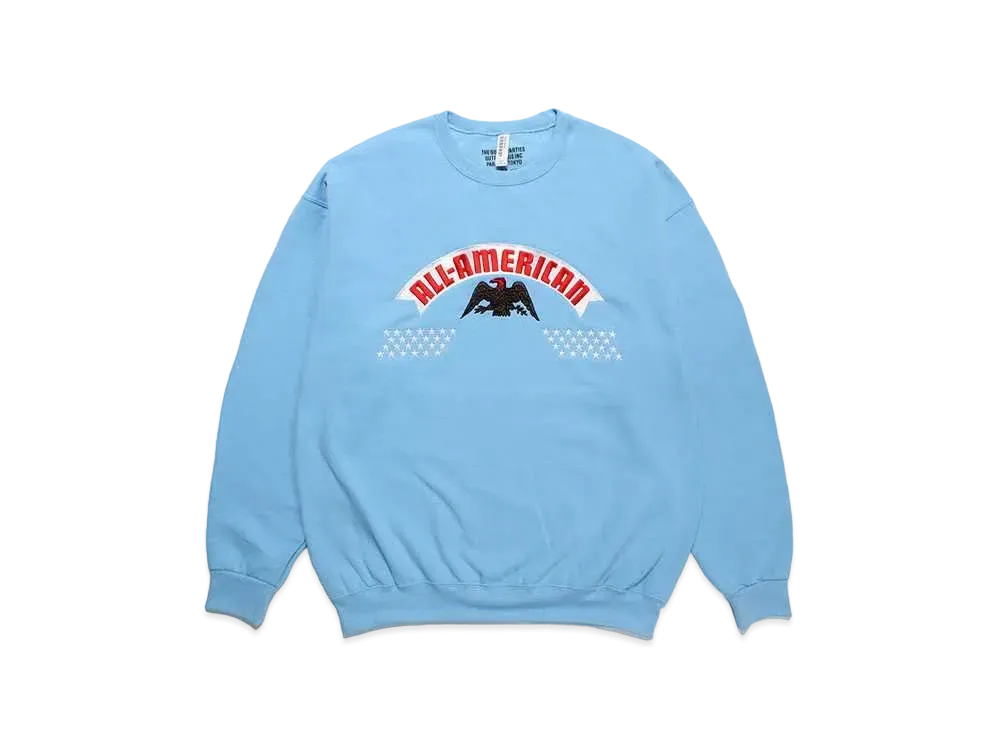 WACKO MARIA Crew Neck Sweat Shirt "Light Blue"