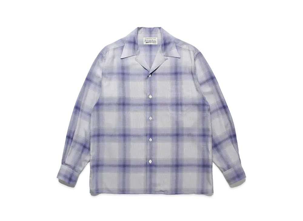 WACKO MARIA Check Open Collar Shirt "White Purple"