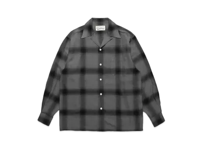 WACKO MARIA Check Open Collar Shirt "Gray Black"