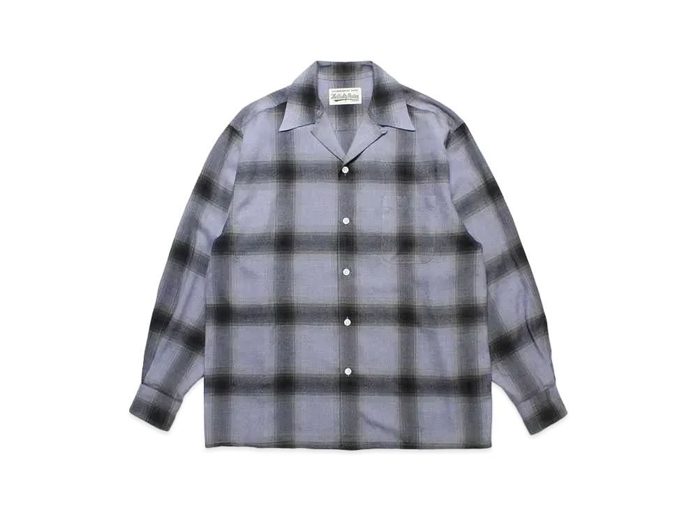 WACKO MARIA Check Open Collar Shirt "Purple Black"