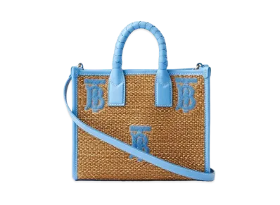 Burberry Mini Freya Tote "Natural/Cool Cornflower Blue"
