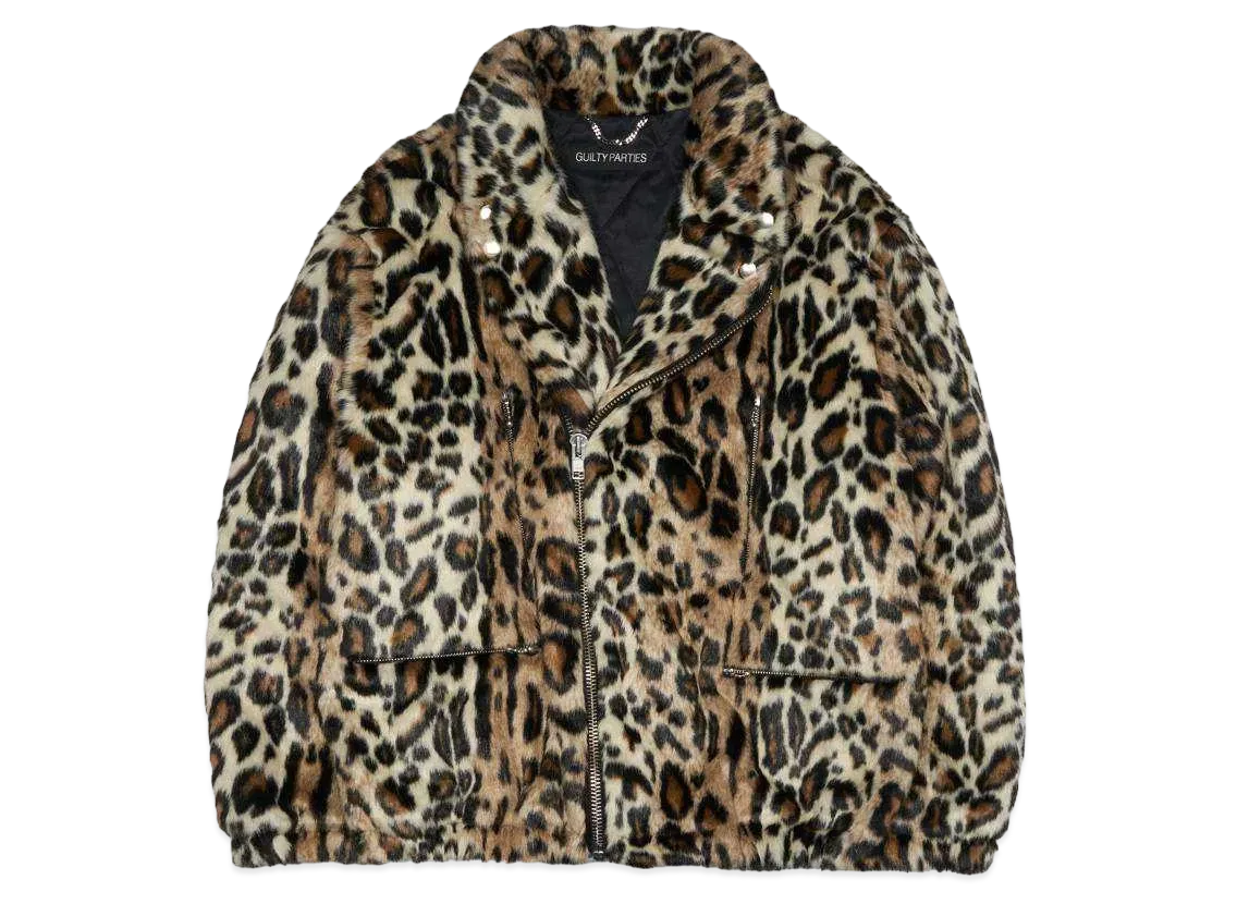 WACKO MARIA Leopard Fur Double Riders Jacket "Beige"