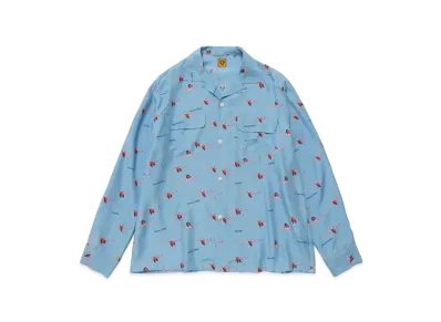 HUMAN MADE Flamingo Open Collar L/S Shirt "Blue"