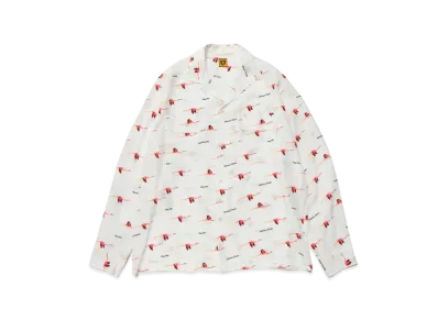 HUMAN MADE Flamingo Open Collar L/S Shirt "White"
