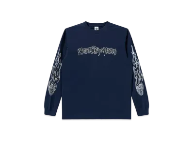 Black Eye Patch Tribal Flames L/S Tee "Navy"