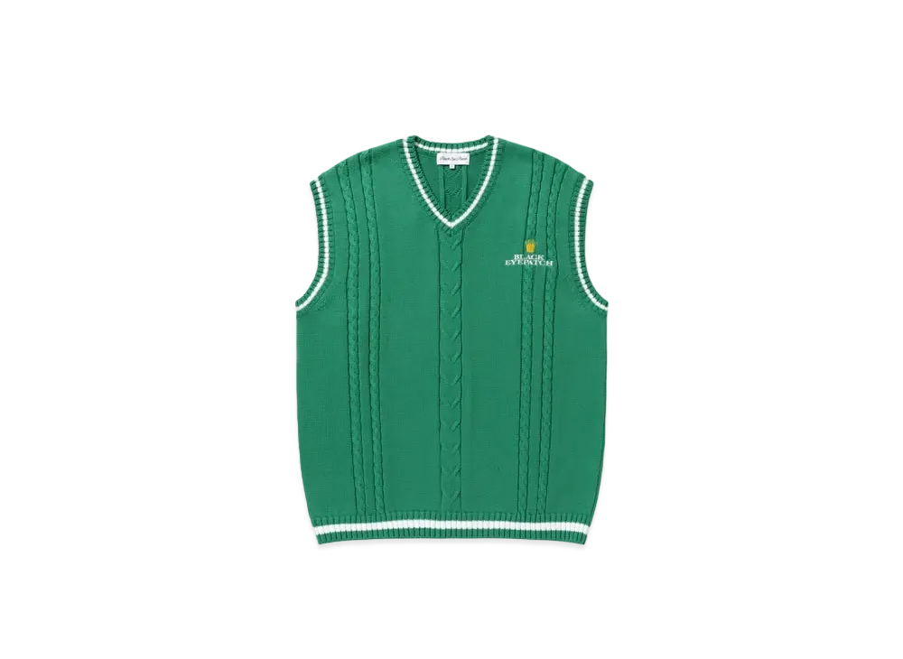 Black Eye Patch Royal Crown Logo Knit Vest "Green"