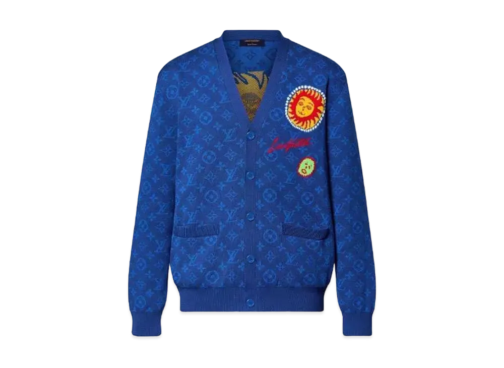 Louis Vuitton x Yayoi Kusama Monogram Faces Knitted Cardigan My Eternal Soul "Bleu Nuit Fonce"