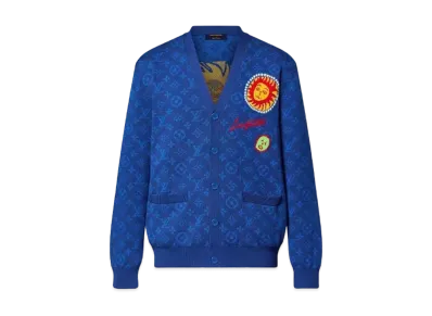 Louis Vuitton x Yayoi Kusama Monogram Faces Knitted Cardigan My Eternal Soul "Bleu Nuit Fonce"