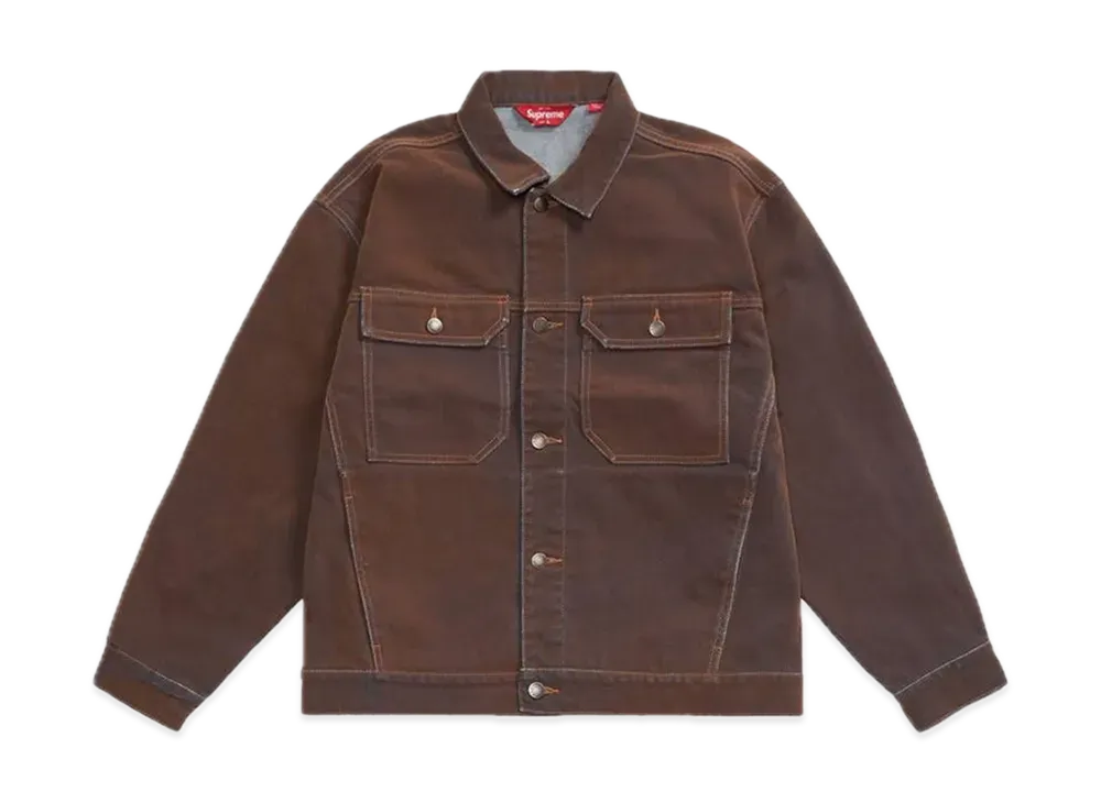 Supreme Flocked Denim Trucker Jacket "Brown"