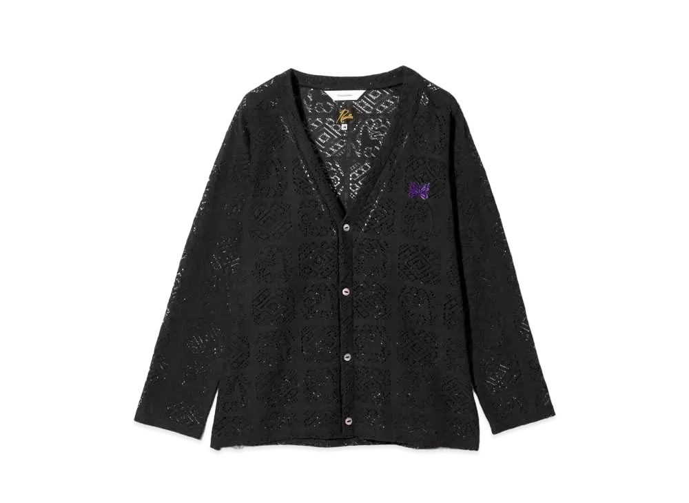 Needles x Sasquatchfabrix. V Neck Cardigan - Jah Lion Race "Black"