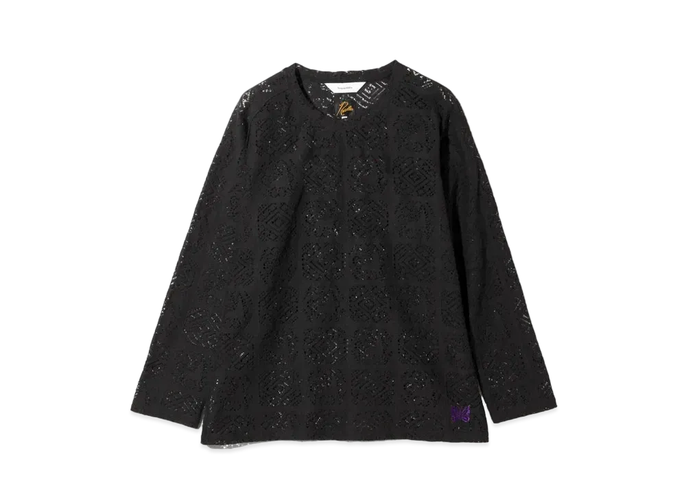 Needles x Sasquatchfabrix. L/S U Neck Tee - Jah Lion Race "Black"