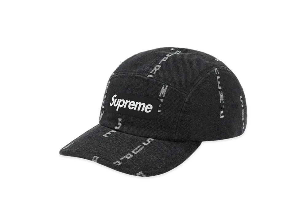 Supreme Logo Stripe Jacquard Denim Camp Cap "Black"