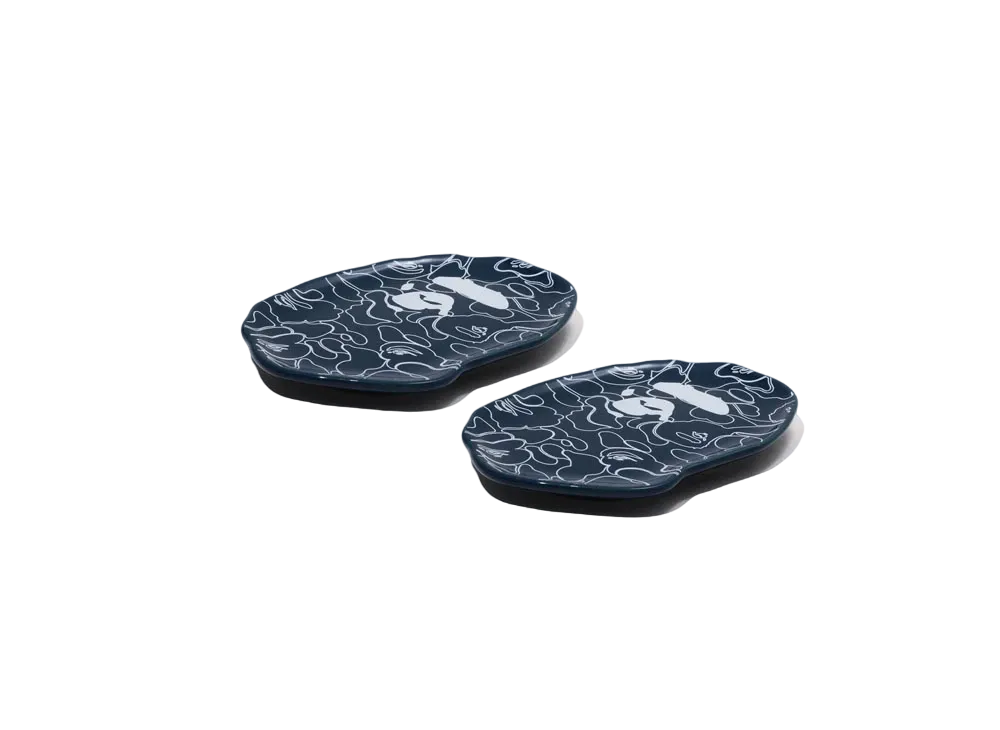 A BATHING APE Ape Head Small Plate Two Piece Set "Navy"
