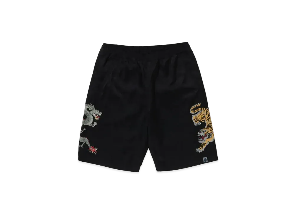 A BATHING APE Japanese Motif Shorts "Black"