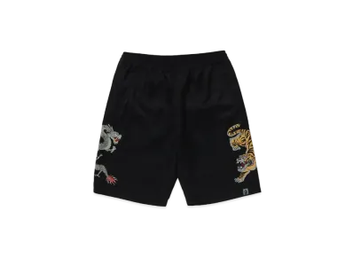 A BATHING APE Japanese Motif Shorts "Black"