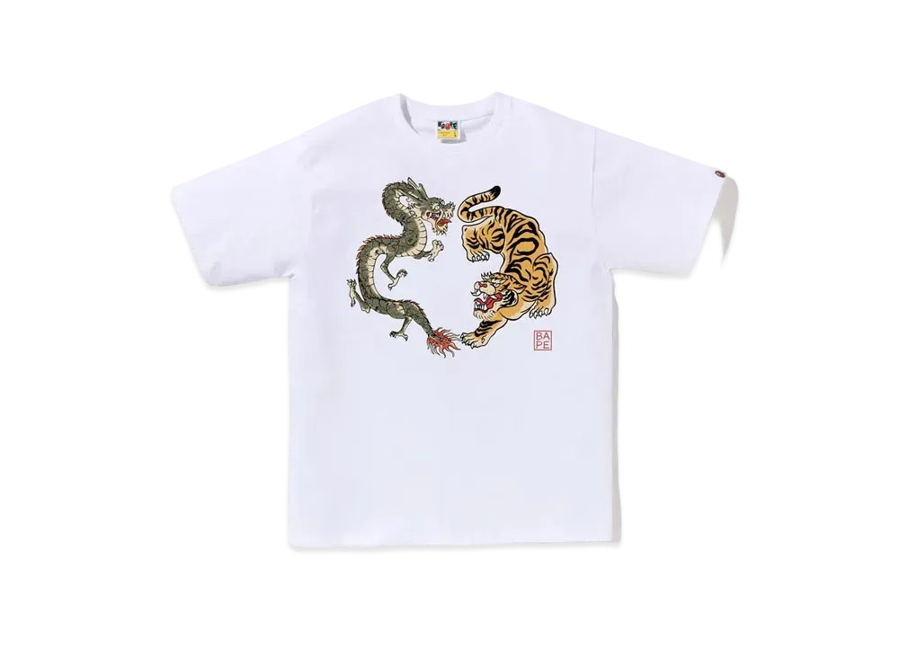 A BATHING APE Japan Culture Tiger And Dragon Tee "White"