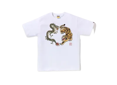 A BATHING APE Japan Culture Tiger And Dragon Tee "White"