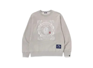 A BATHING APE Japanese Motif Relaxed Fit Crewneck "Navy"