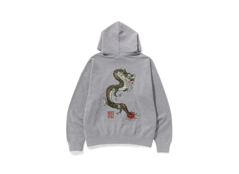 A BATHING APE Japanese Motif Loose Fit Pullover Hoodie "Gray"