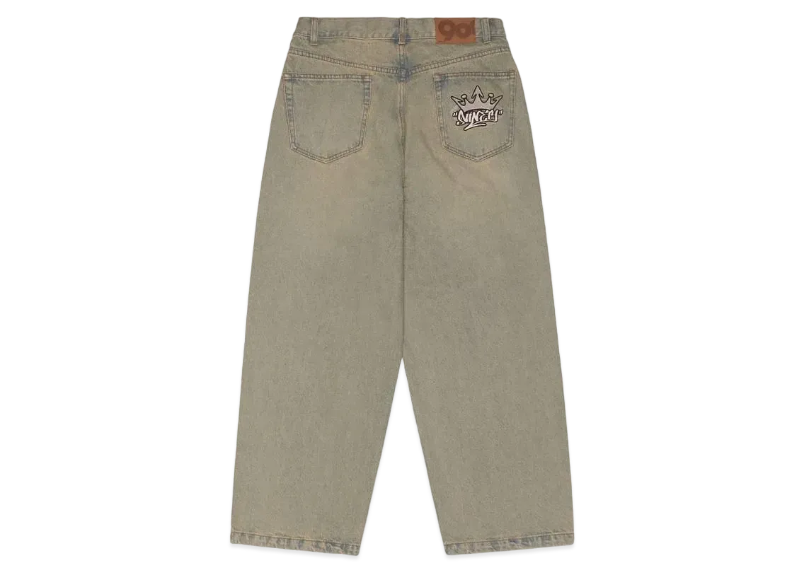 9090 King Logo Vintage Like Denim "Light blue"