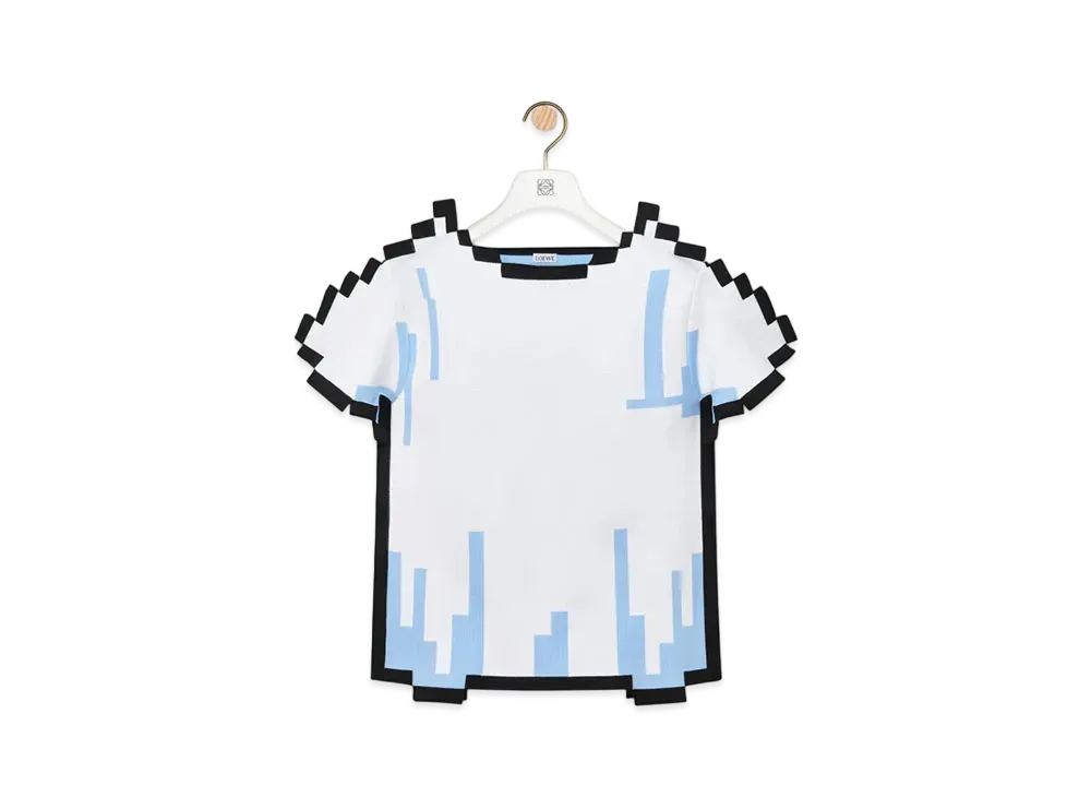 LOEWE New In Pixelated Top In Technical Knit "White"