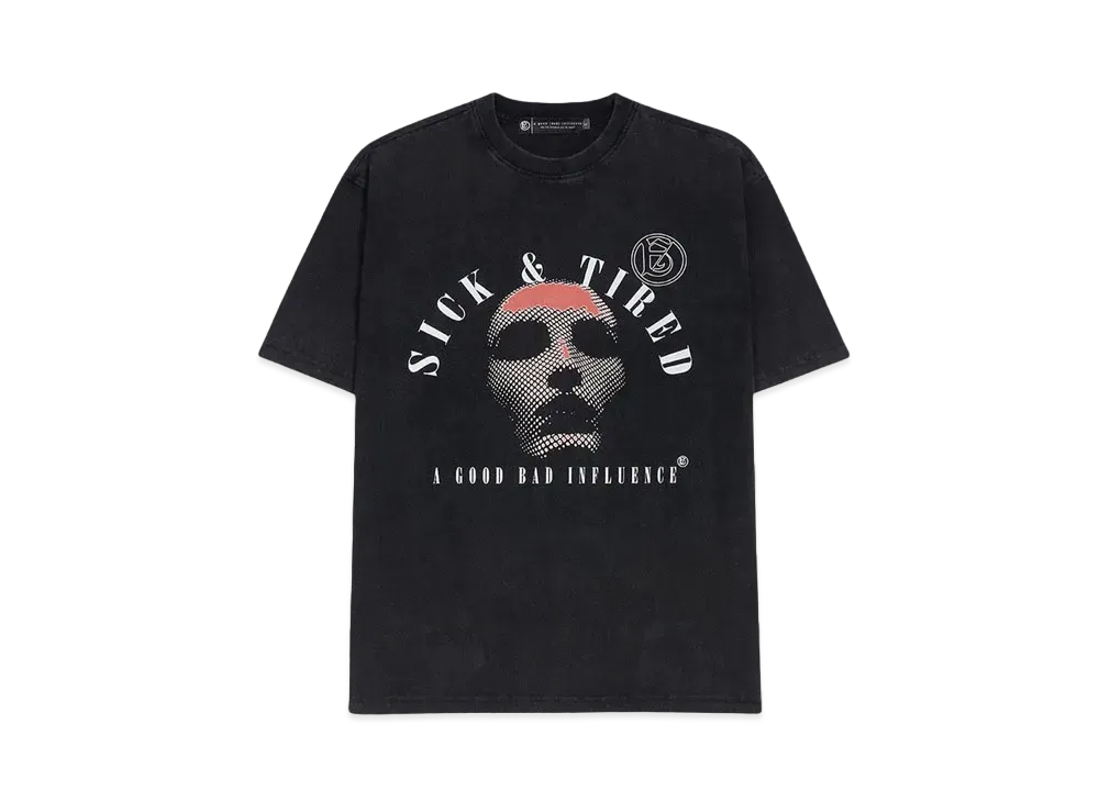 A GOOD BAD INFLUENCE SICK&TIRED WASHED T-SHIRT "BLACK"