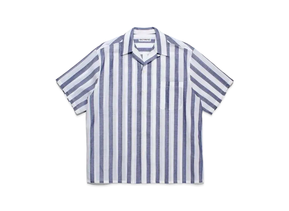 WACKO MARIA SOKTAS / Striped Open Collar Shirt "Blue"