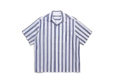 WACKO MARIA SOKTAS / Striped Open Collar Shirt "Blue"