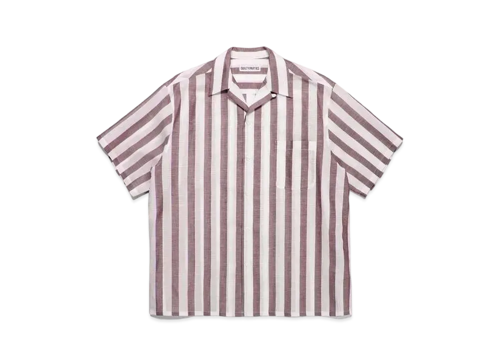WACKO MARIA SOKTAS / Striped Open Collar Shirt "Brown"