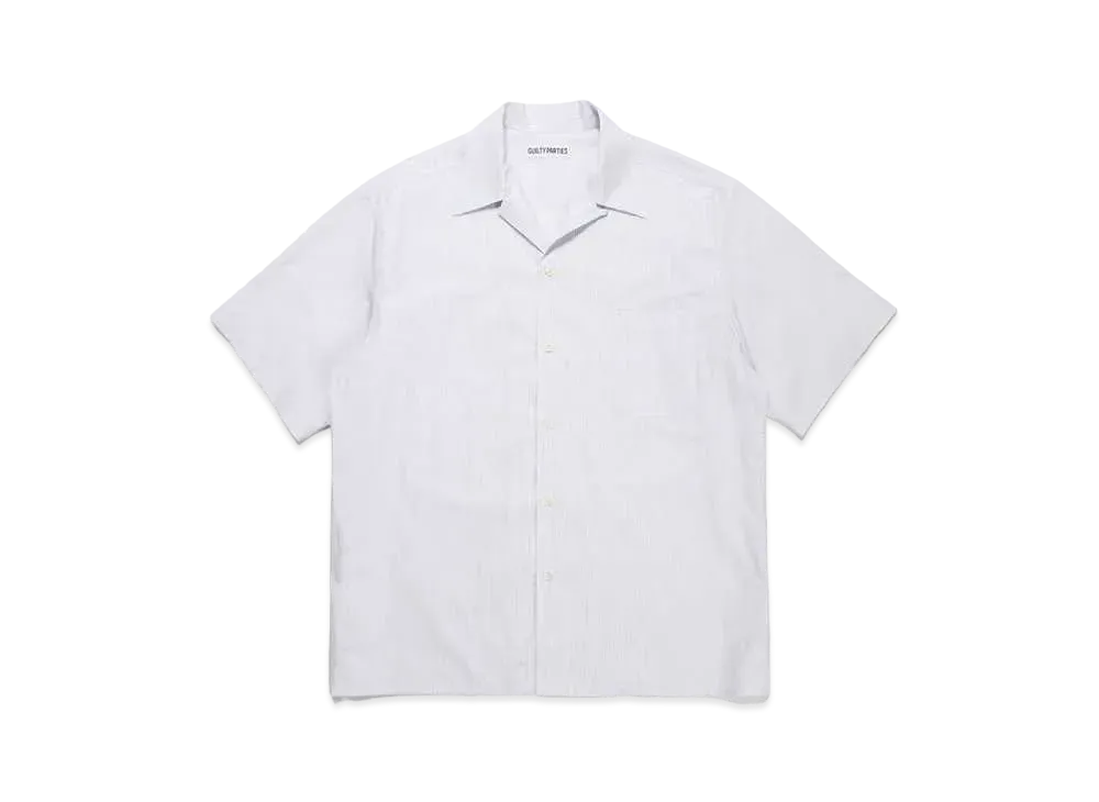WACKO MARIA S.I.C TESS. / Striped Open Collar Shirt #1 "Gray"
