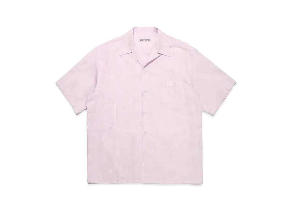 WACKO MARIA SOKTAS / Striped Open Collar Shirt "Pink"