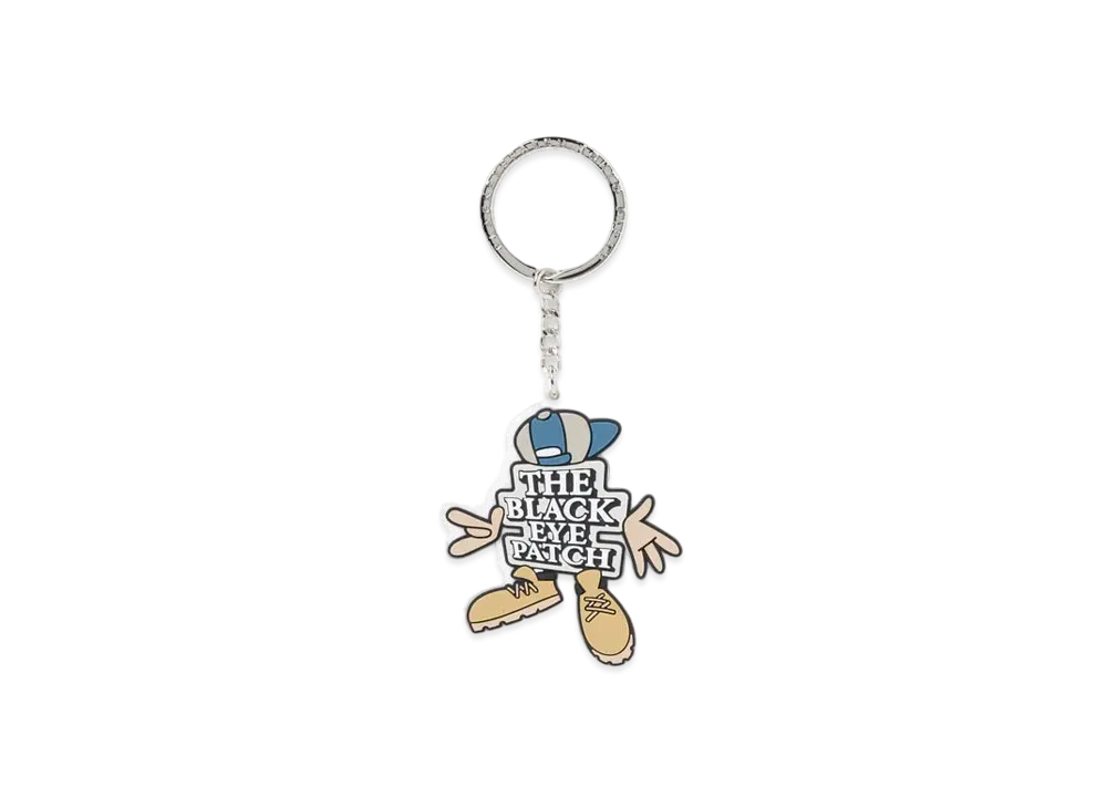 Black Eye Patch OG Boy Rubber Keychain "White"