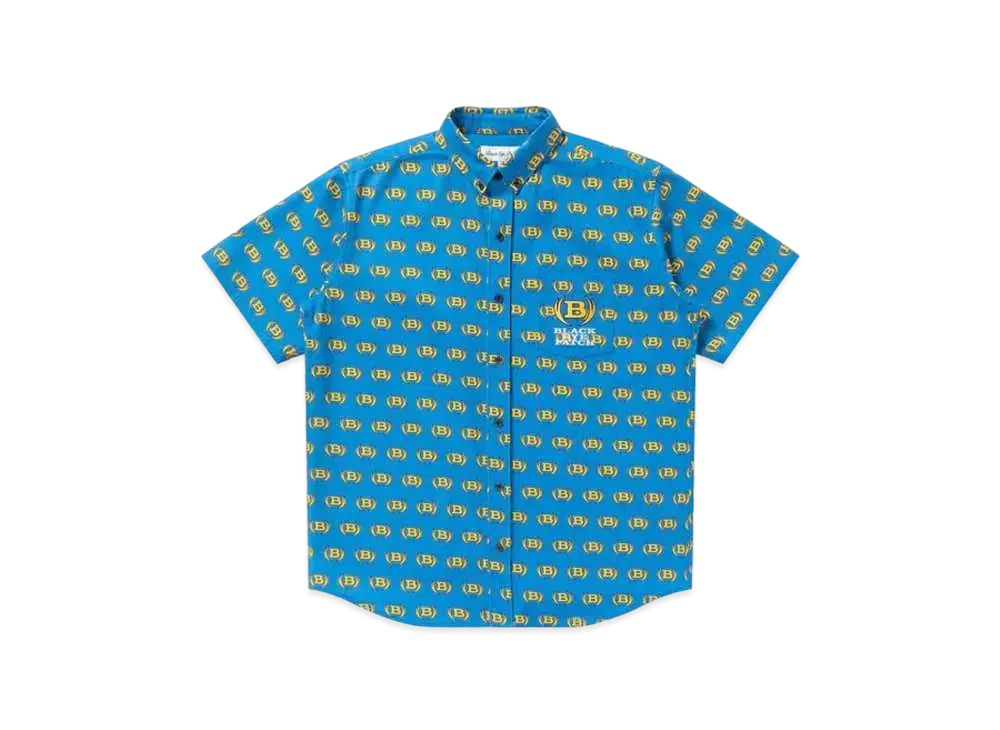 Black Eye Patch Winged Logo Patterned S/S Shirt "Blue"