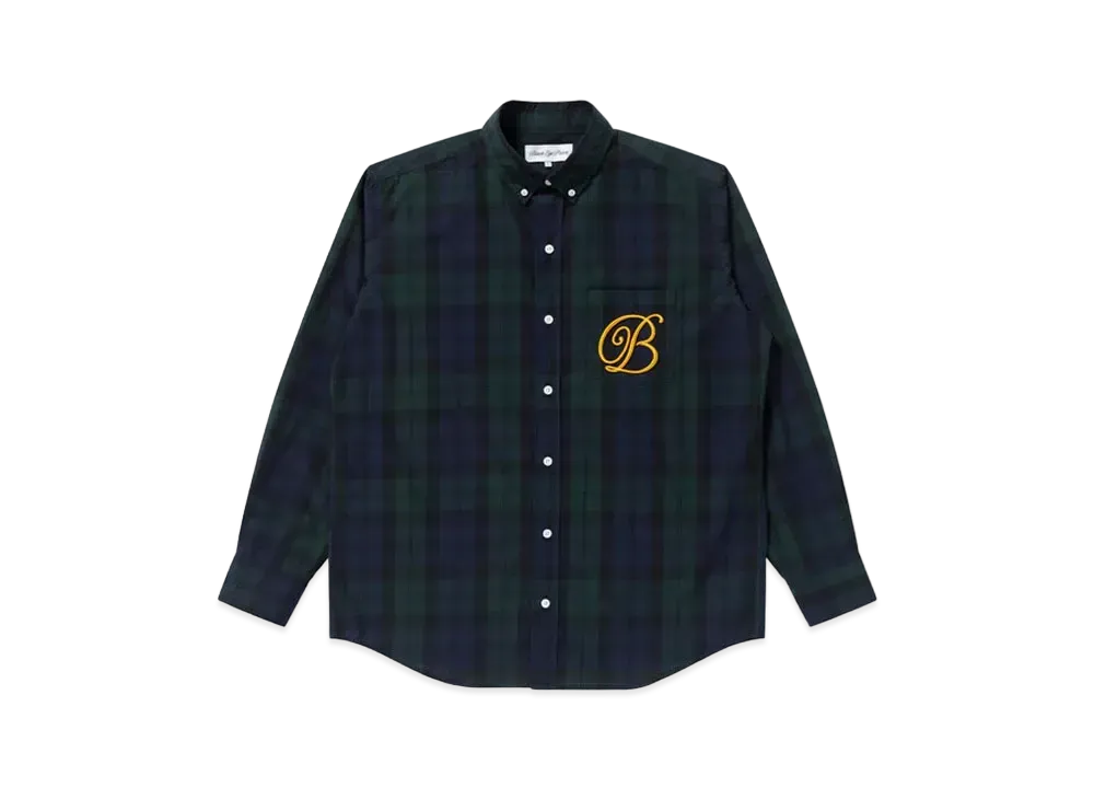 Black Eye Patch B Emblem Checked L/S Shirt "Green/Navy"